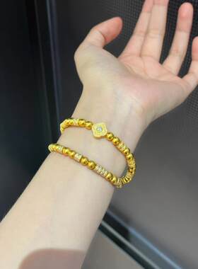 金包银人生四美手链女18k金古法传承四方如意桃气旺旺人间富贵花