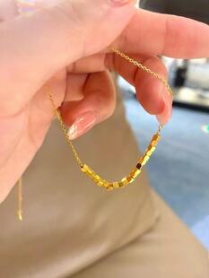 金包银碎银几两蹦迪项链女轻奢小众设计高级感锁骨链小方糖细项链