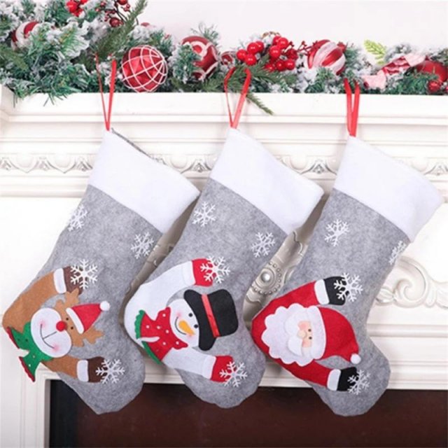 christmas stockings fabric santa claus elk snowman sock gift