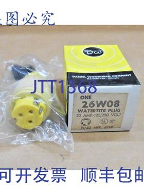 原装供应WOODHEAD 26W08 WATERTITE 插头黄色 20 安培 125/250V