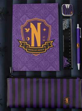 正版Wednesday星期三亚当斯周边奈弗莫尔学院笔记本文具盒笔袋套