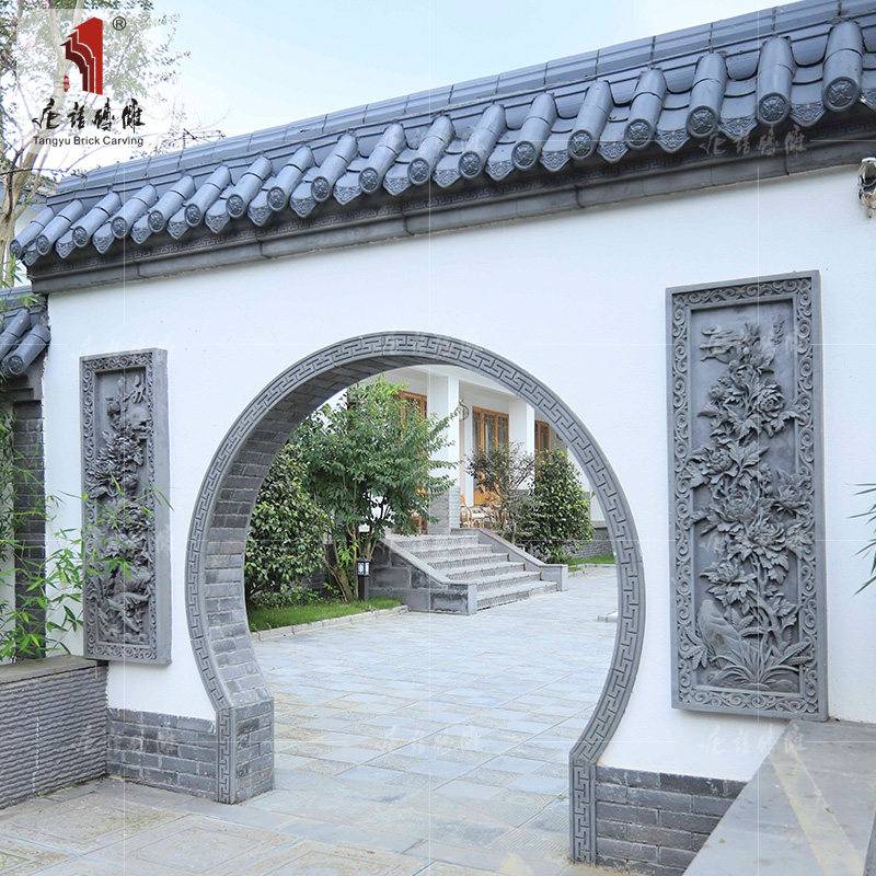 唐语砖雕仿古砖青砖中式背景墙装饰砖雕摆件春夏秋冬四合院浮雕