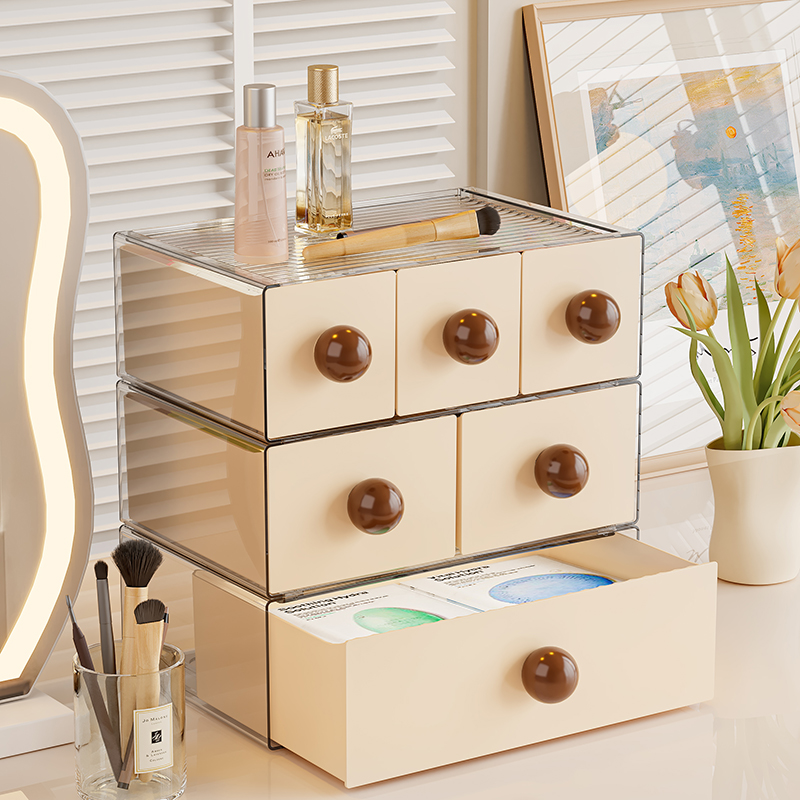 抽屉式桌面收纳盒中古风大容量