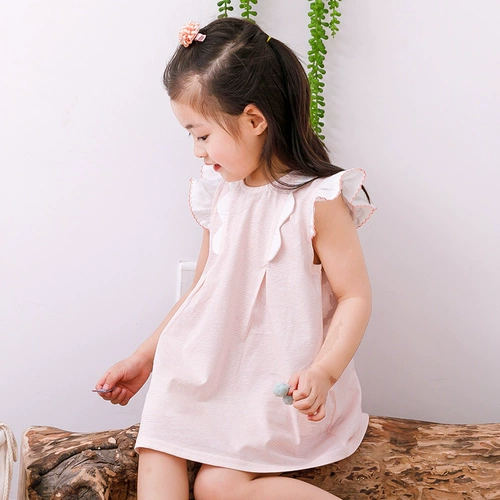 Платье, детский наряд маленькой принцессы, юбка, хлопковая летняя одежда, 2020, в корейском стиле, в западном стиле