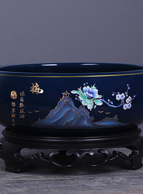 水培花盆陶瓷金钱草一叶莲碗莲睡莲铜钱草水莲花水养巴西木水仙盆