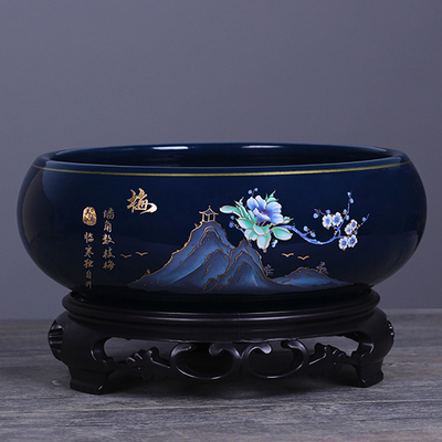 水培花盆陶瓷金钱草一叶莲碗莲睡莲铜钱草水莲花水养巴西木水仙盆