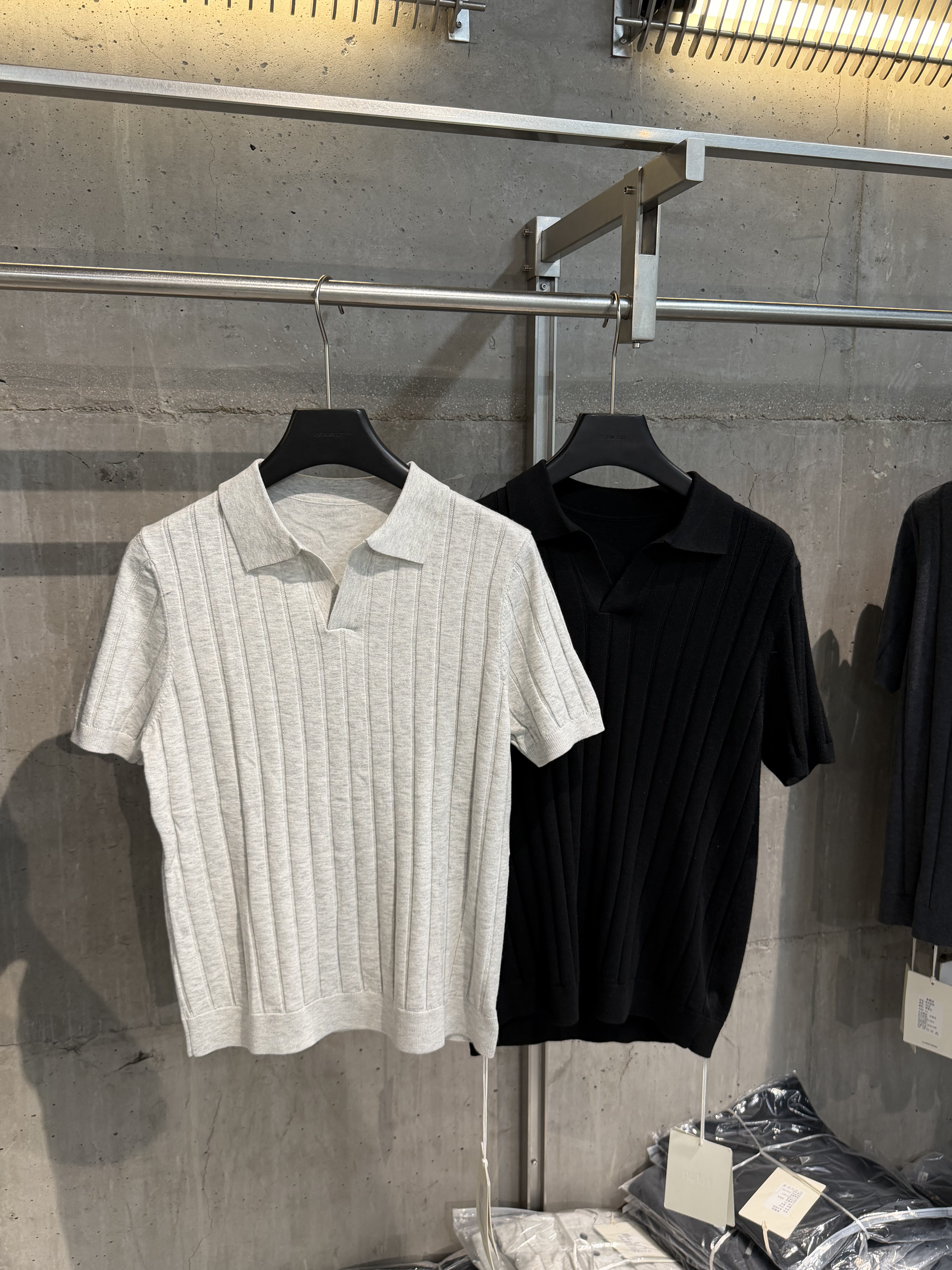 2026春季新款老钱坑条亨利领针织短袖T恤男修身上衣