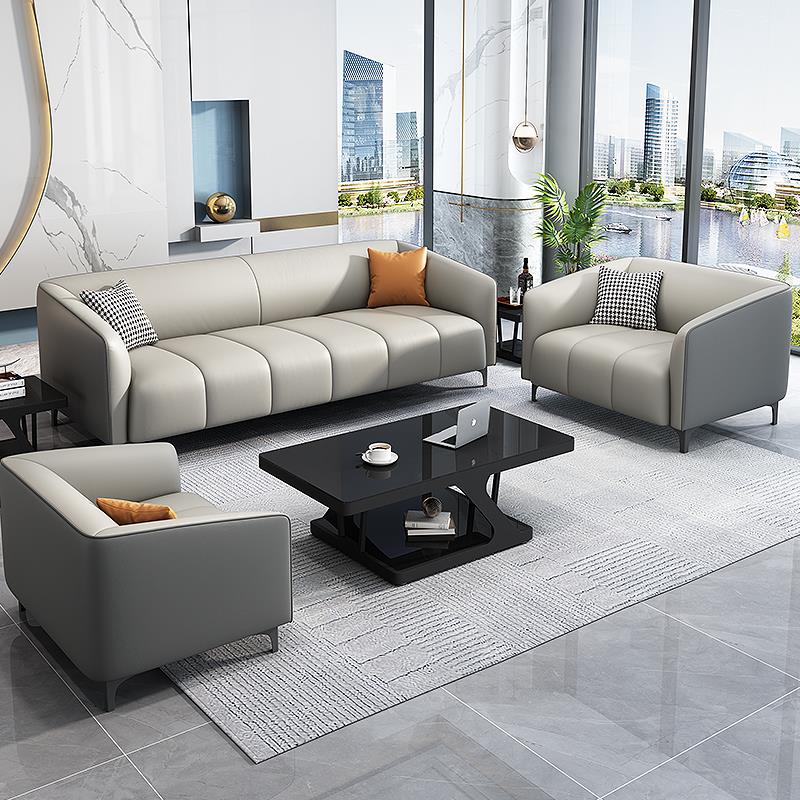 办公室沙发商务简约休息区休闲 会客接待会议洽谈单三人位茶几组