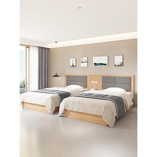 定制全套酒店家具标准房单人间酒店床出租房床民宿公寓单人床双人