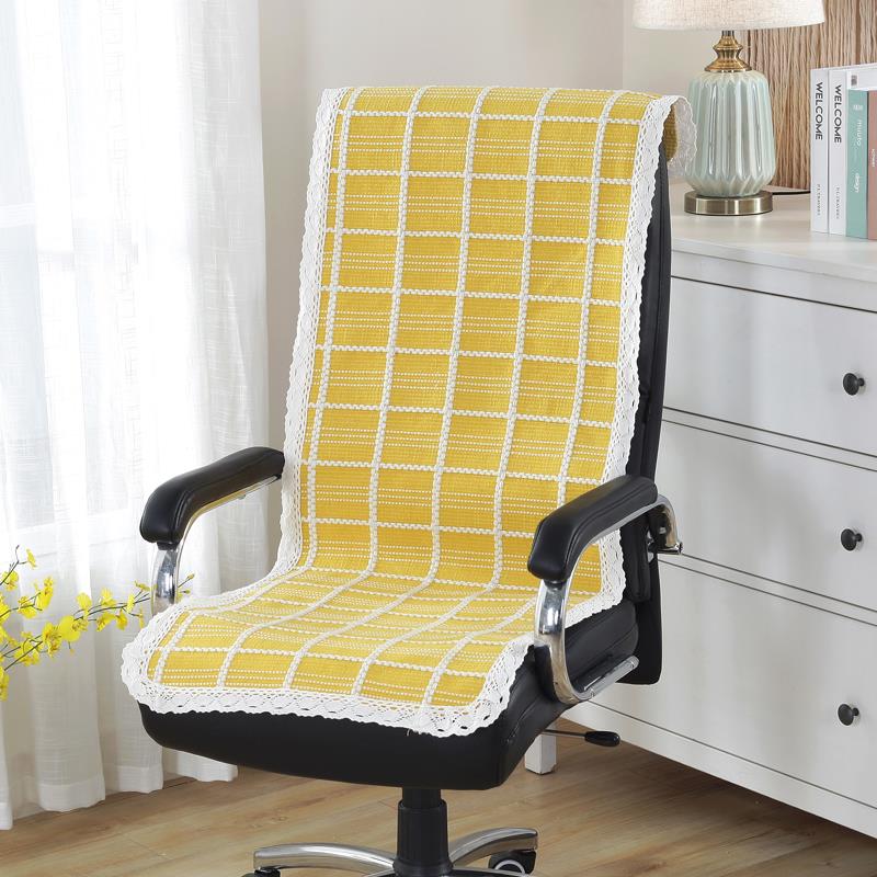 棉线四季棉麻连体椅子垫一体坐垫 薄餐椅垫简约防滑办公室靠背垫