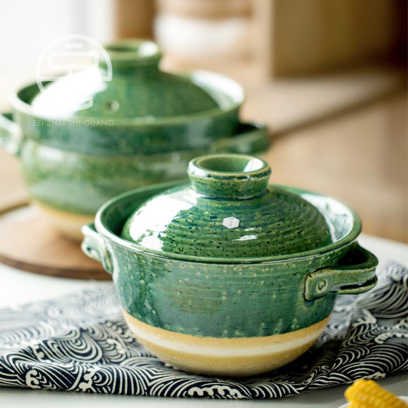 手工自然开片。日本原装进口伊贺烧土锅砂锅汤锅炖锅厨房家用煲汤