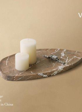 梵其现代极简天然大理石托盘侘寂风样板间酒店洗漱台高档收纳托盘