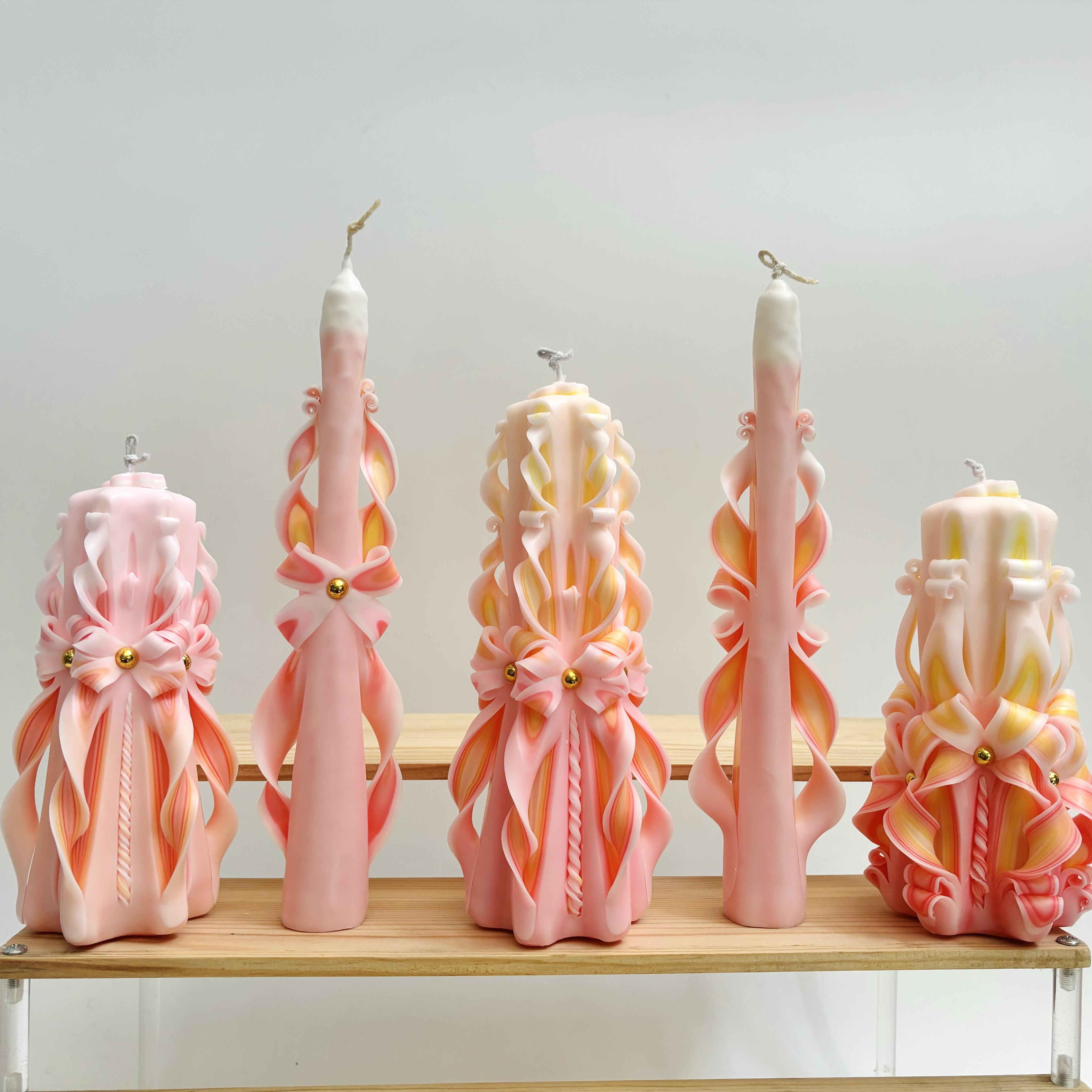 雕刻蜡烛德国手工艺生日结婚礼物氛围摆件香薰粉色小众套装礼盒