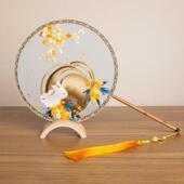 苏州双面绣扇手工刺绣月兔宫扇中国风苏绣团扇绣花扇子中秋礼品