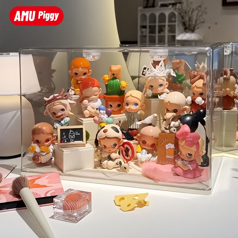 泡泡玛特展示盒子造景popmart盲盒展示架收纳zsiga公仔透明手办柜