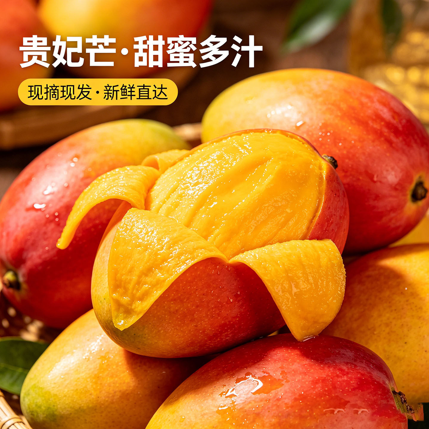 云南高原贵妃芒芒果新鲜当季水果树上熟现摘现发皮薄肉厚爆汁包邮