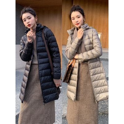 凯乐石薄荷反季秋冬新款轻薄款羽绒服女中长款白鸭绒韩版轻便显瘦