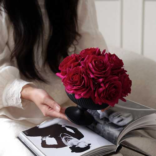 栀美家 法式轻奢玫瑰花仿真花 客厅餐桌花假花装饰品家居桌面摆件