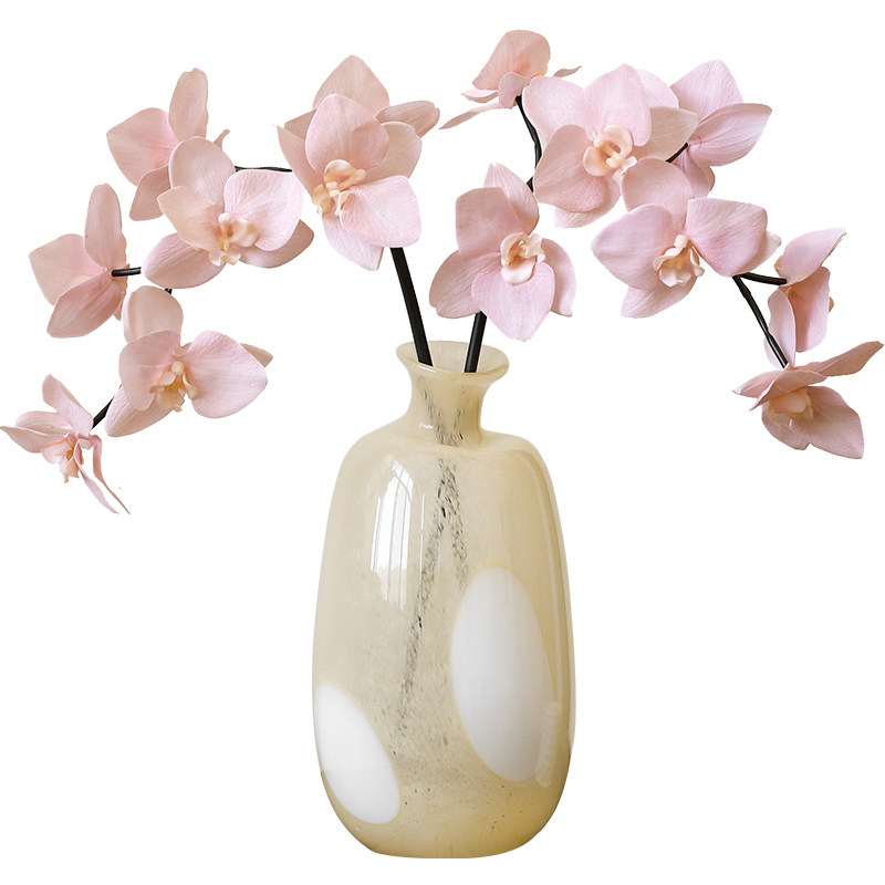 栀美家手感蝴蝶兰仿真花装饰花插花客厅假花兰花盆栽花瓶摆件
