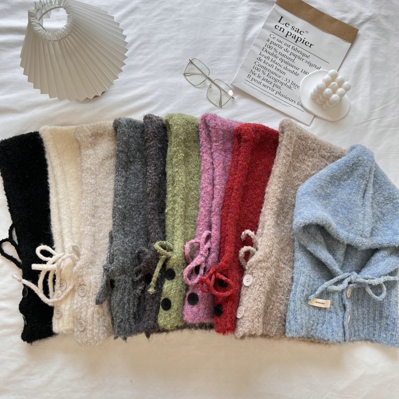 韩国巴拉克拉法帽子围巾一体女秋冬季保暖护耳连帽围脖针织毛线帽 - 封面