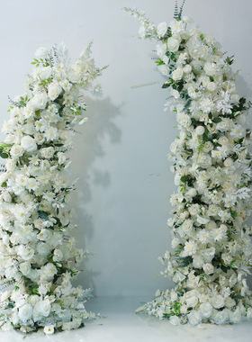 白色牛角拱门花婚礼diy装饰花艺求婚定婚布置仿真花假花摄影背景