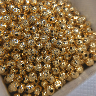 18K金珠散珠镭射珠车花间隔珠Au750黄金转运米字珠意大利厚金耐压