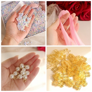 流星泡沫球礼盒填充物喜糖盒请柬配件DIY金属双喜字吊坠珍珠丝带