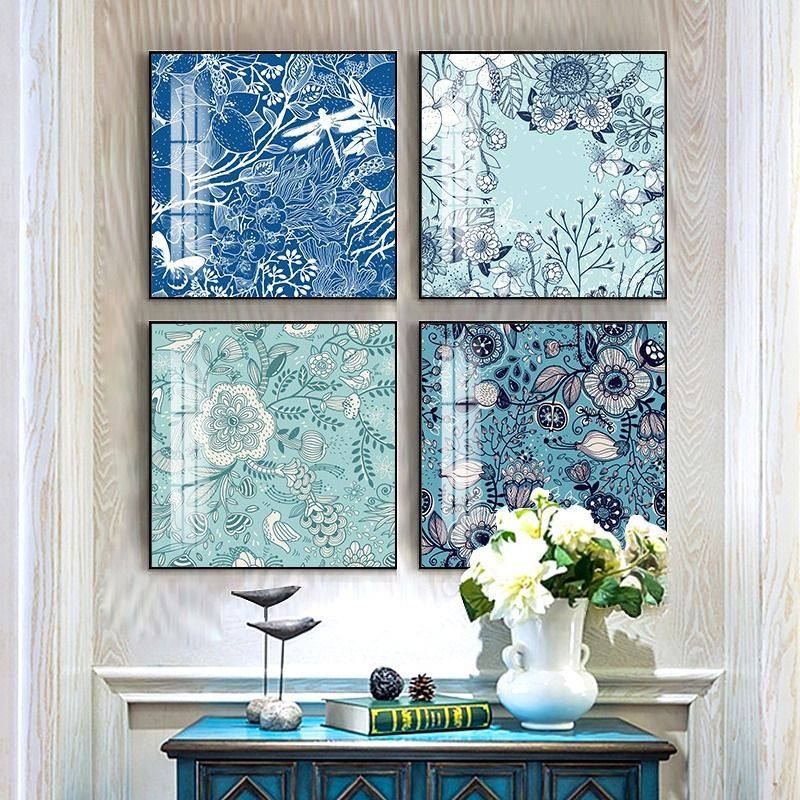小众艺术画克莱因蓝装饰画餐厅蓝色抽象挂画客厅轻奢现代沙发背景,家居饰品,现代装饰画,淘宝优惠券,粉丝福利购,淘宝优惠卷