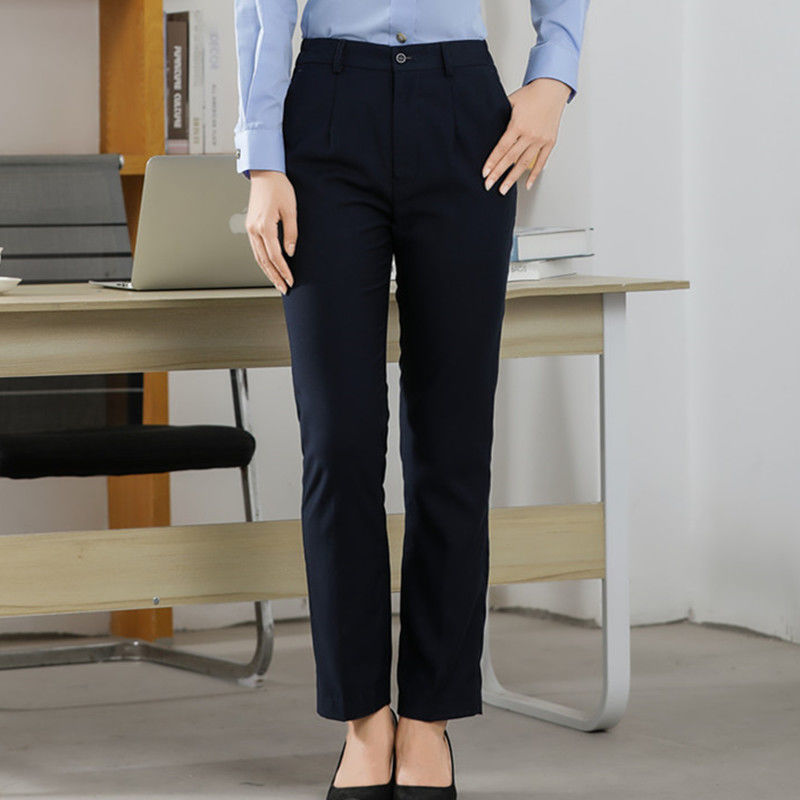 2025铁路女裤秋冬加绒裤工作服藏青色工装制服大码直筒通勤裤