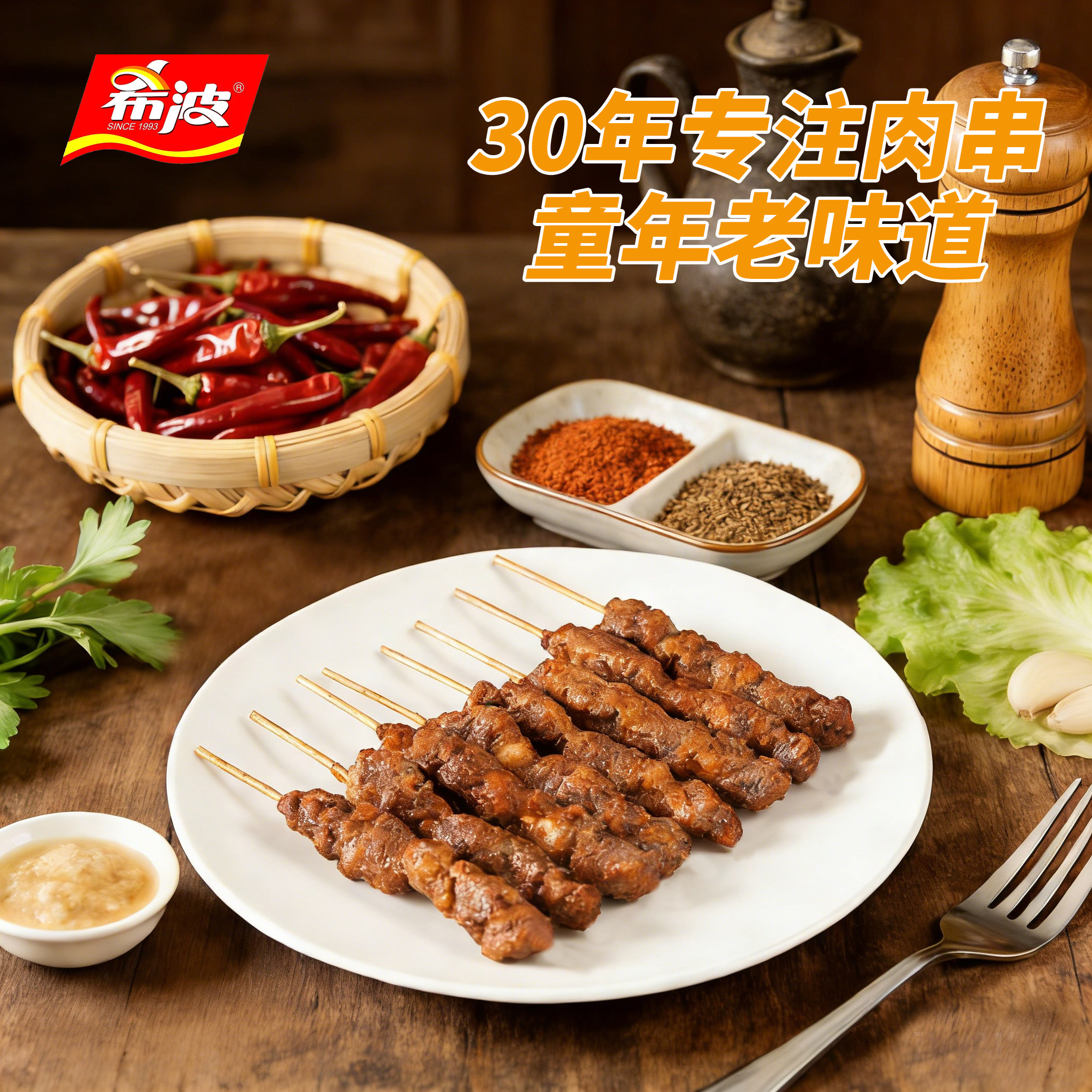 希波肥牛肉串500g/袋  冷冻半成品食材 油炸小吃空气炸锅即食