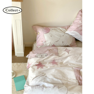 艺术收藏夹 被套床单纯棉全棉亲肤床品ins 小象乐园床上四件套韩式