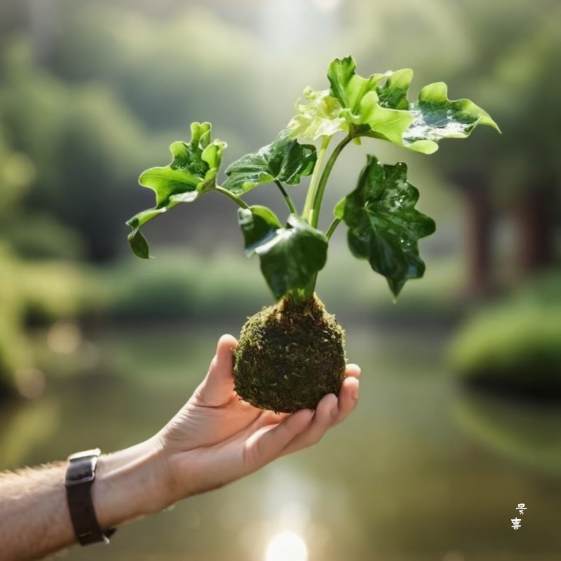 春羽水培植物苔藓球鸭脚木鸟巢蕨耐阴绿植赤楠桌面盆栽绿植苔藓球