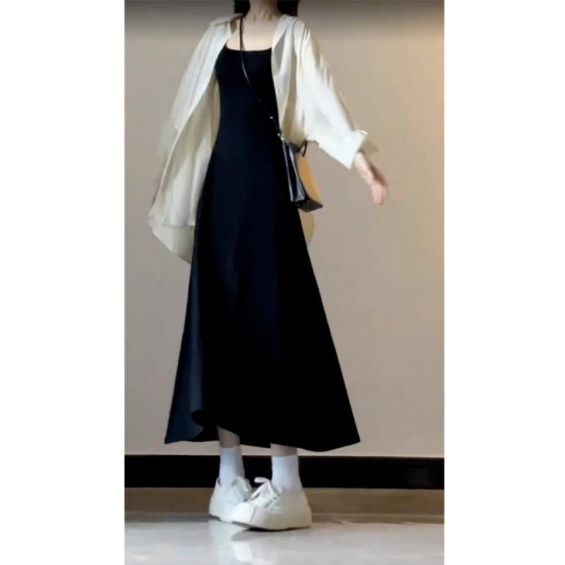 法式黑色吊带连衣裙子夏季女装2025新款气质小个子超好看背心