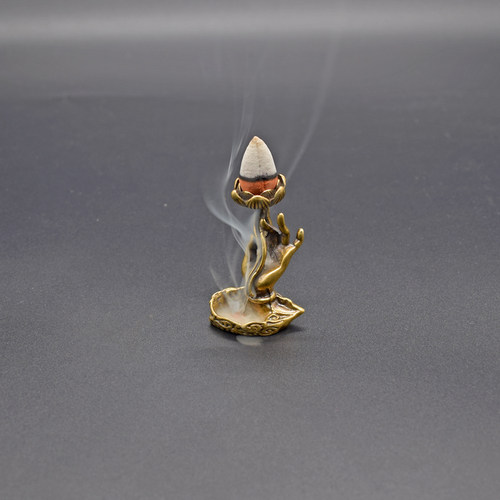 古玩铜器收藏小摆件小莲花观音手