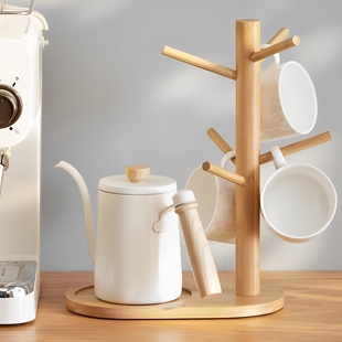 6爪杯架挂杯子收纳置物架原竹玻璃杯咖啡杯马克杯树形倒挂水杯架