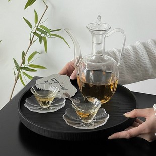 花瓣小茶杯子透明玻璃品茗杯喝茶专用功夫茶具耐热主人杯 日式