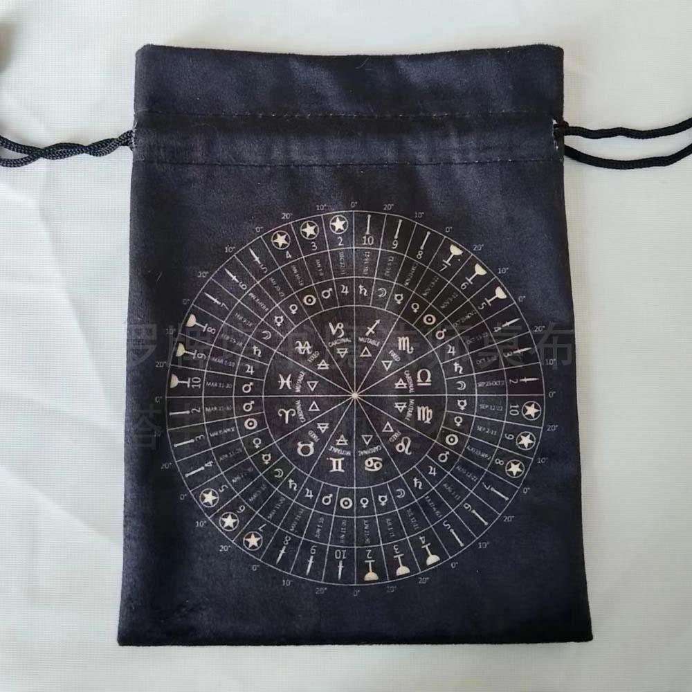 星座金色轮盘双面印花收纳绒布袋