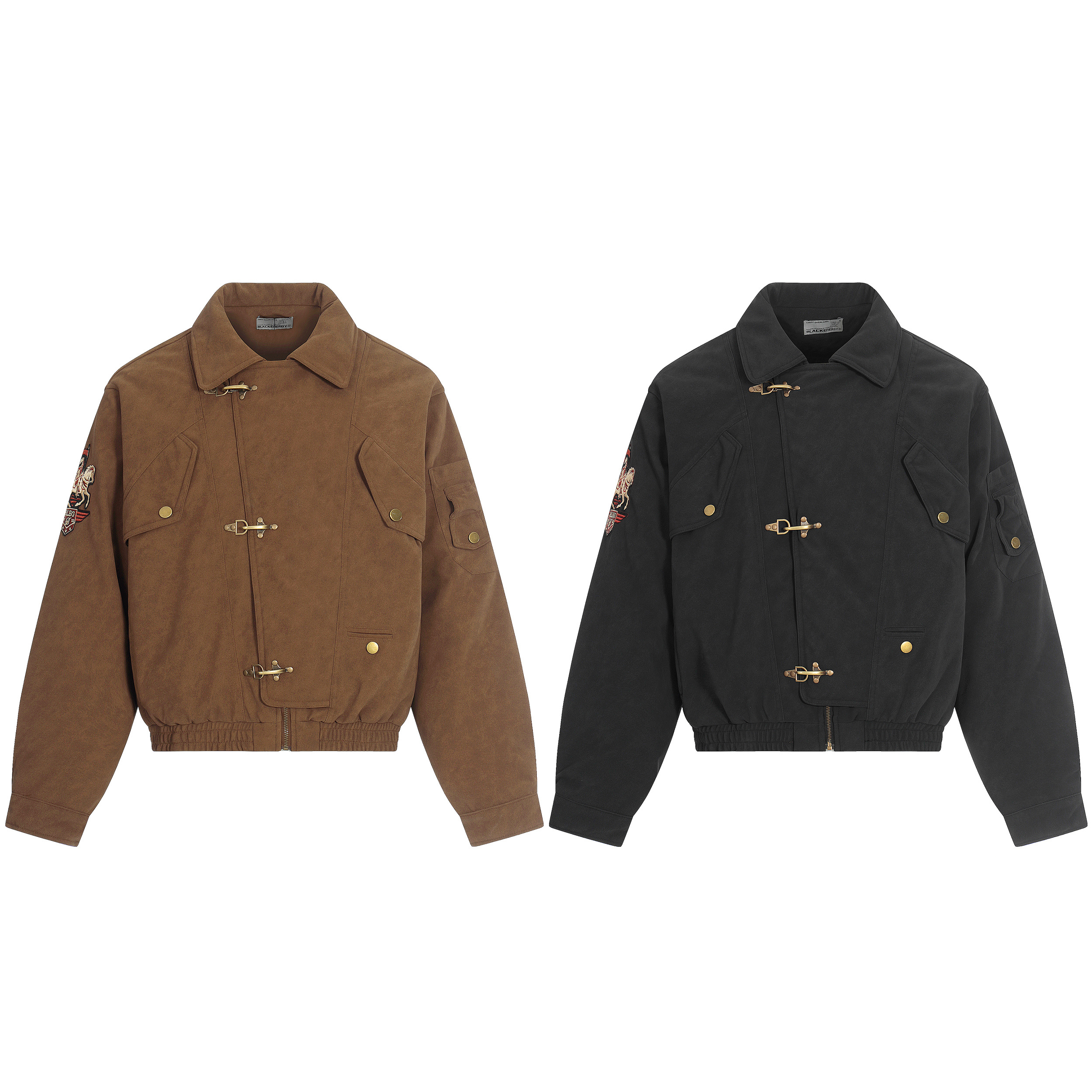 SAIMT复古徽章刺绣牛角扣夹克女