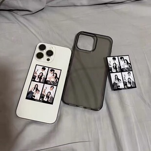 来图定制四宫格苹果17手机壳DIY照片16高级15小众黑灰透明壳iphone14防摔13创意8p情侣mini保护套XR