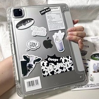 高级水晶感ipadpro保护壳a16适用苹果air5防弯10.9/12.9硬ipad11磁吸10.2寸三折10.5潮mini7奶牛贴纸13
