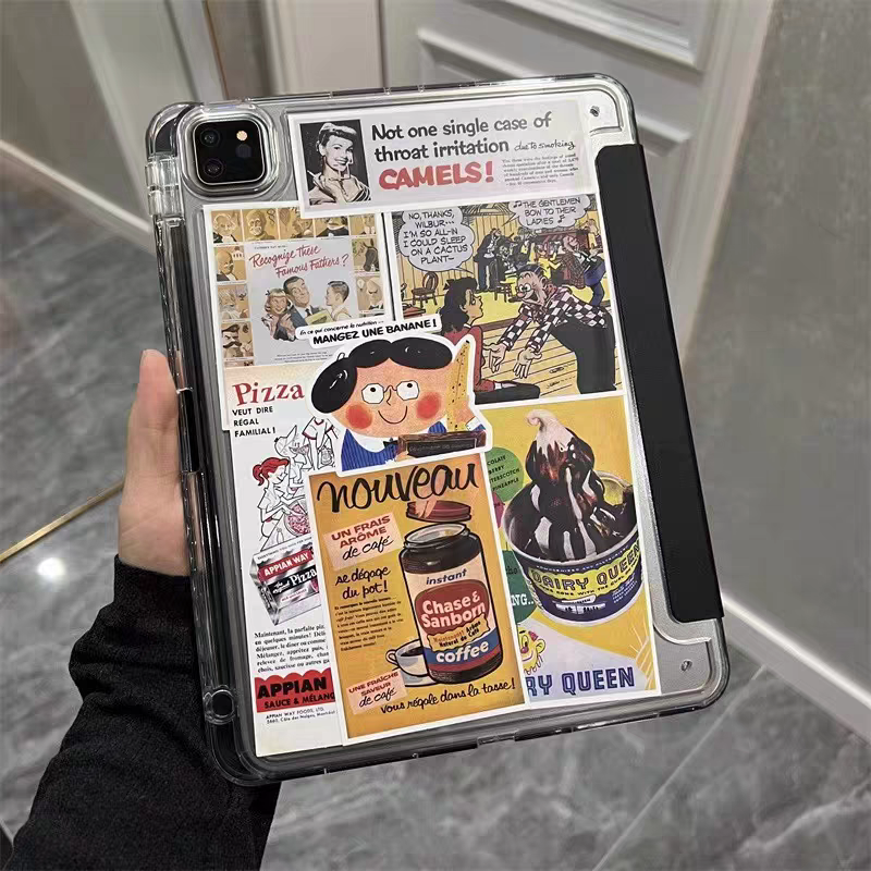 高级感DIY韩系贴纸适用ipadpro2025平板保护壳Ari7防摔11寸苹果air4/5亚克力10.2/11防弯Air3带笔槽mini7