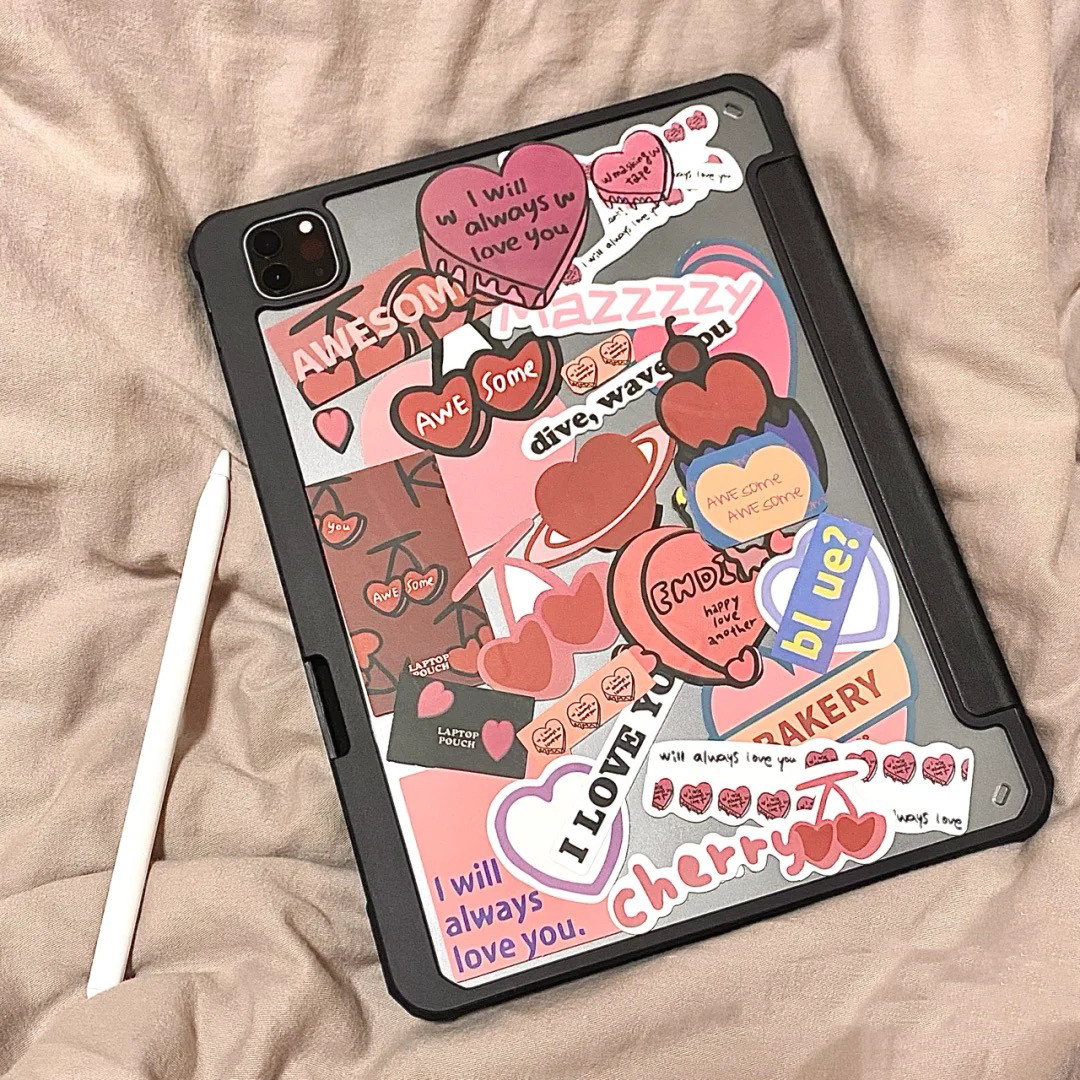 DIY欧阳娜娜同款爱心贴纸苹果ipadpro保护壳2025适用air5磁吸10.9/11/12.9带笔槽mini7,3C数码配件,平板电脑保护套/壳,淘宝优惠券,粉丝福利购,淘宝优惠卷