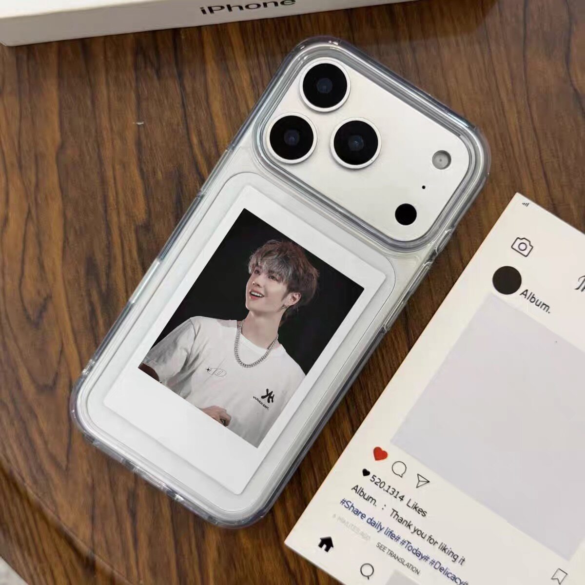 简约高级感王一博拍立得照片适用苹果17promax手机壳DIY来图定制16防摔15小众14Pro透明13潮12/11