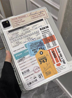 水晶款DIY登机牌适用ipadair2025保护套pro13防弯10.2亚克力ipad11带笔槽mini7创意10.5磁吸9.7