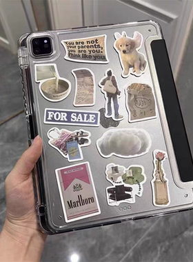 高级感DIY韩系贴纸适用ipadpro2025平板保护壳Ari7防摔11寸苹果air4/5亚克力10.2/11防弯Air3带笔槽mini7