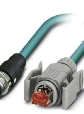 Phoenix 1407364 1m Cat5 蓝色 M12 转公头 RJ45 公头屏蔽 屏蔽已