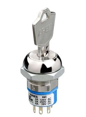 APEM LK6NNB126N3 钥匙锁开关SPDT 4 A型双向通用钥匙