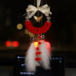 2025新款铃兰花挂件植绒工艺车载蝴蝶香薰吊坠汽车后视镜挂件挂饰