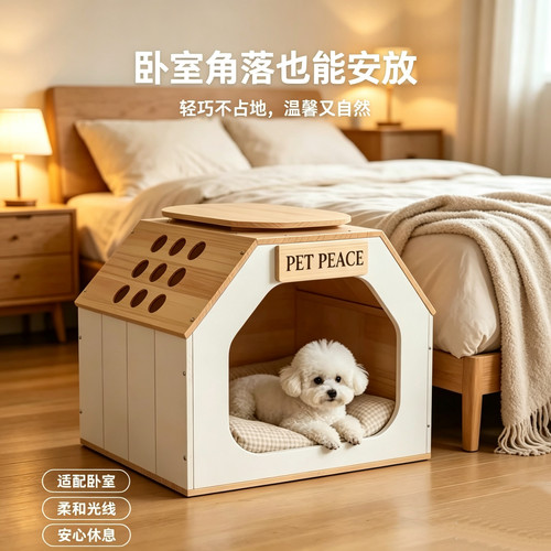实木宠物猫狗窝四季通用中小型犬狗屋房舍别墅笼子窝