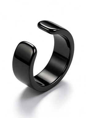 925银简约时尚黑色C型简约无耳洞耳夹男女高级感假耳环耳钉可刻字